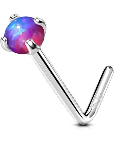 OUFER 20G Piercing Naso Opale Nose Piercing Argento 925 Nose Pin Piercing Nasale L Naso Nostril Donna Anello Naso 7 mm Piercing Corporeo Piercing Naso Anellino