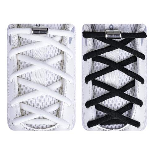Olukssck 2 Paia Elastici Lacci Delle Scarpe Lacci Senza Nodo in Metallo per Tutti Gli Adulti e i Bambini, No Tie Lacci in Gomma Elastica per Scarpe da Ginnastica,Scarpe da Corsa, Scarpe Casual(105cm)
