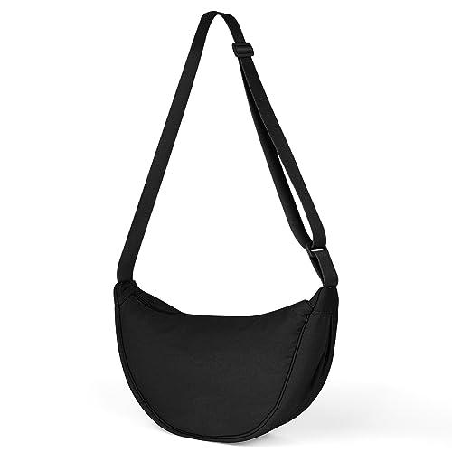 Aucuu Borsa a Tracolla in Nylon, Borsa a Tracolla da Donna in Tinta Unita, Borsa a mezzaluna per Donne, Borsa a Spalla con Tracolla Regolabile, Messenger Crossbody Bag per Shopping Viaggio