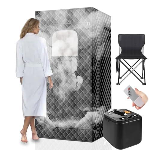 Sauna da Casa 3L Sauna da Esterno 1000W SPA Sauna Portatile Con Vaporizzatore Sauna, Telecomando e Sedia, Sauna Finlandese da Esterno, 9 Temperature, Timer, Sauna da Casa Interno 180x80x80cm