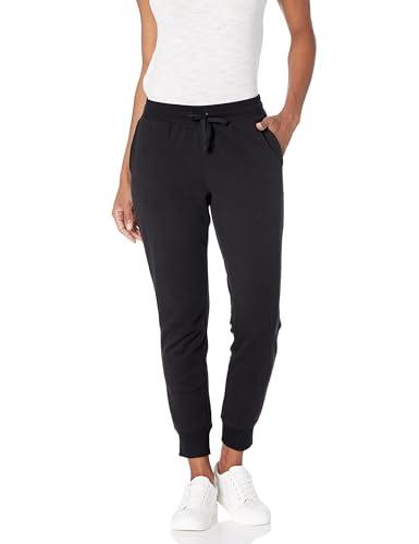 Amazon Essentials Pantaloni da Jogging in Pile con Risvolto (Disponibili in Taglie Forti) Donna, Nero, XL