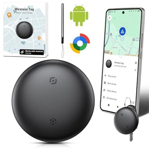 Smart Tracker Tag Android, Bluetooth Localizzatore Chiavi GPS Tracker (Solo Android) Funziona con Google Dov'è App Trova Oggetti Compatibile con Trova Dispositivo (Nero, 1 pack)