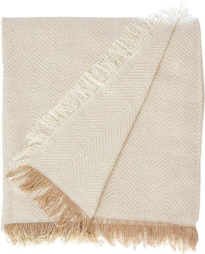 Martina Home Spiga Foulard Multiuso, 80% Cotone, 20% Poliestere, Ecru e Beige, 130 x 180 cm