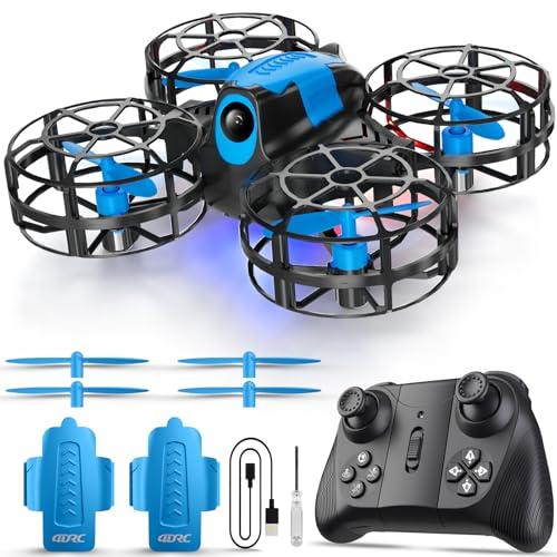 4DRC V18 Mini Dron con 2 Controlli per Bambini, Principianti, Flip 3D, Luci, Modalità Senza Testa, 3 Velocità, Planata Auto, Altitudine Fissa, 2 Batterie, Quadricottero RC, Regalo per Ragazzi