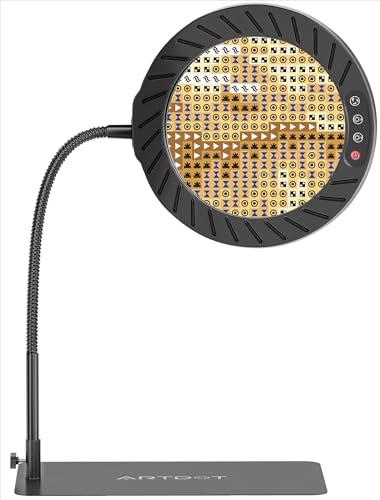 ARTDOT Lente Ingrandimento con Luce 10x con Luce e Supporto, 144 LED Lampada da Scrivania, 5 Temperature di Colore e 9 Livelli di Regolazione Della Luminosità, per Diamond Painting, Ricamo, Lettura