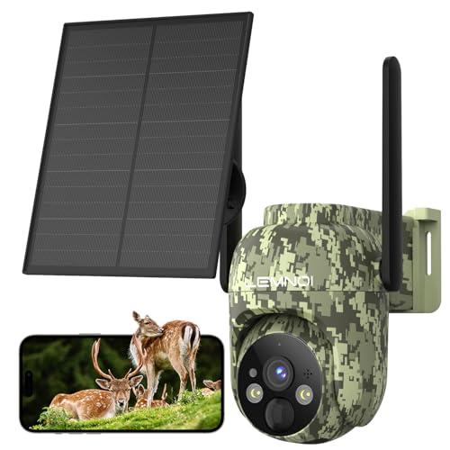 LEMNOI Fototrappola 4G con SIM Inclusa, 2K Fotocamera da Caccia, Telecamera Solare PTZ da Esterno, Visione Notturna a Colori, IP66 Impermeabile, Senza WiFi, per Caccia/Fattoria/Giardino
