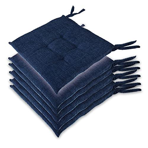 Leonardo Home - set 6 cuscini sedia da cucina double face , cuscino 4 punti con lacci imbottito - cuscini coprisedia da cucina - 100% Made in Italy