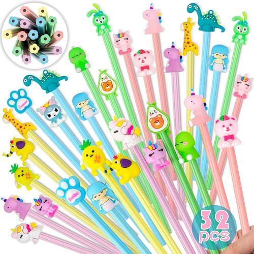 yuechen 30 Matite Gadget Compleanno Bambini,Divertente Animale Topper per Matite,Matite Bambini Regalo Festa,Regalini Fine Festa Compleanno,Pensierini Compleanno Bambini