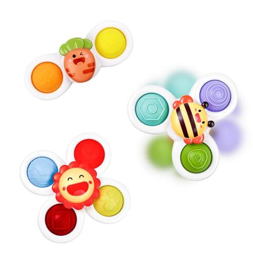 Dyaucwpo 3 Pezzi Spinner Bambini, Giocattolo per Ventosa, Ventose Girevoli Giocattoli per Bambini, Gioco Giochi Seggiolone Ventosa, Ventosa Spinner Giocattoli, Giocattoli Sensoriali per Bambini