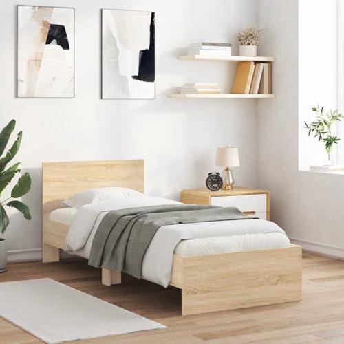 vidaXL Giroletto Senza Materasso con Testiera Rovere Sonoma 90x190 cm