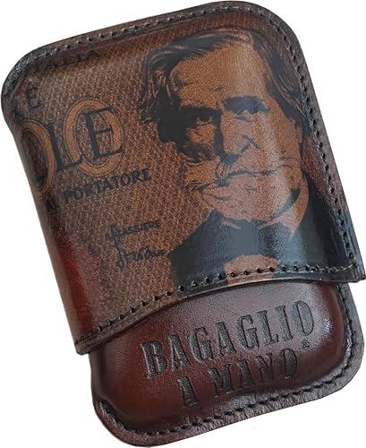 Artiglieria Fiorentina BOLGHERI Portasigari Ammezzati in Vera Pelle di Alta Qualità Conciata al Vegetale con immagine di Giuseppe Verdi sulle MilleLire - Made in Italy