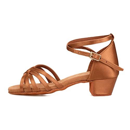 Donna Bambina Scarpe da Ballo Latino/Ballo da Sala/Ballo Liscio Danza Moderna Scarpe da Raso Marrone 26