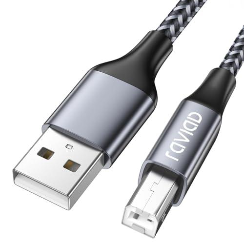RAVIAD Cavo Stampante USB 2.0 [5M] Cavo USB Tipo A Maschio a Tipo B Maschio Cavetto Placcato in Oro per Stampante HP, Canon, Lexmark, Dell, Xerox, Samsung Brother, Panasonic, Scanner