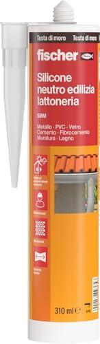 Fischer SBM 310 Testa di Moro, Silicone Sigillante Basso Modulo Neutro per Edilizia, Elastico, Inodore, Senza Solventi, Interni/Esterni, Lattoneria, Facciate, Vetrate