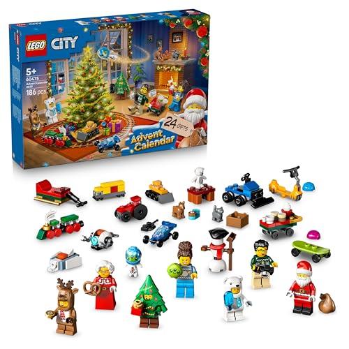 LEGO City Calendario dell'Avvento 2025 per Bambini e Bambine da 5 Anni - Gioco per il Conto alla Rovescia di Natale con 24 Sorprese tra cui Treno, Auto, Trattore e 7 Minifigure - Idea Regalo - 60475