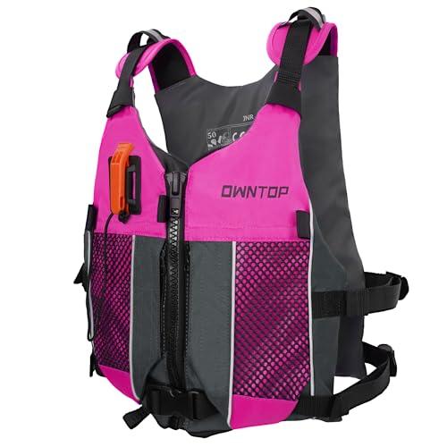 Owntop Gilet da Bagno per Adulti e Junior, Giubbotto da Nuoto con Doppia Tasca in Rete e Fischietto Attaccato, Gilet da Nuoto Unisex per Paddleboarding Kayak SUP Pesca Sport Acquatic