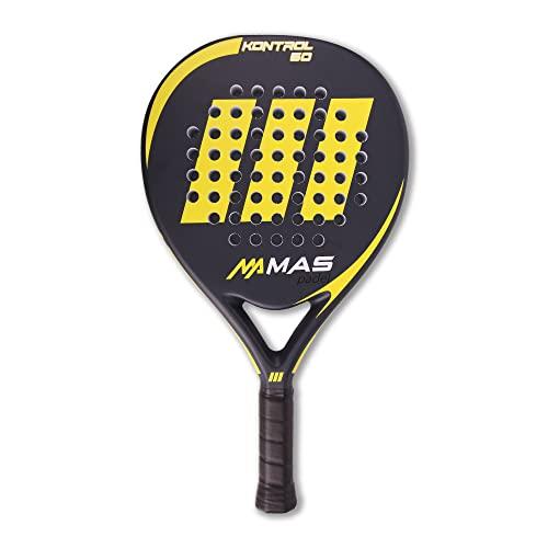 MAS Padel - KONTROL 50, Racchetta da Padel, Giallo/Ardesia, Rivestimento 50% in Fibra di Carbonio, Custodia Inclusa