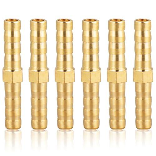 Connettore tubo flessibile 6mm ottone,6 pezzi Raccordo per tubo flessibile in ottone da 6 mm (1/4