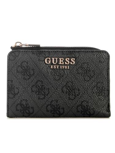 GUESS Laurel II - Portafoglio da donna con cerniera, logo carbone, taglia unica