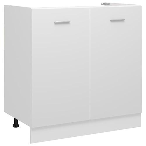 vidaXL Mobile sotto lavabo 80x46x81,5 cm, Legno ingegnerizzato, Bianco, Armadietto Bagno, Mobile sotto lavello, Contenitore Cucina & Bagno, Montabile a Parete