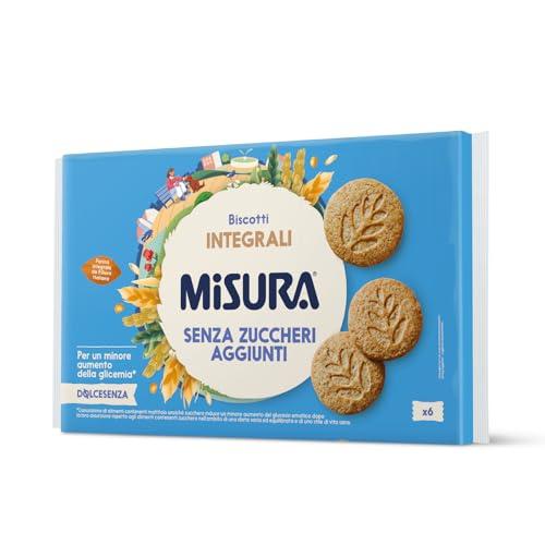 Misura Dolcesenza Biscotti Integrali con Cereali | Basso Indice Glicemico | Farina Integrale da Filiera Italiana | 6 Porzioni da 6 Biscotti