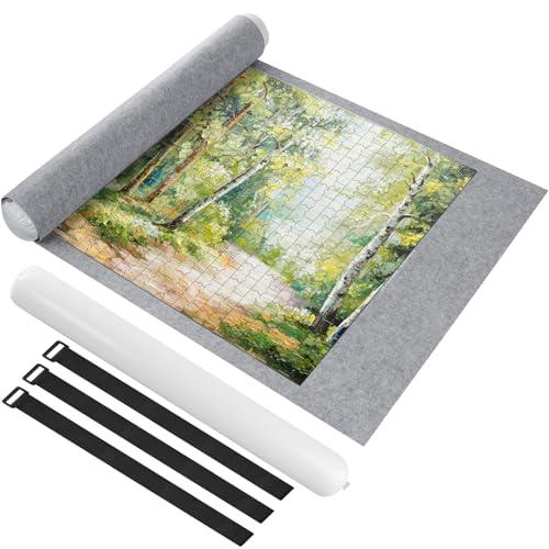 Ainiv Tappeto Puzzle 1500 Pz, Tappetino Puzzle Feltro, Portatile Puzzle Roll Mat Antiscivolo Tappetino Puzzle Arrotolabile, Puzzle Roller, Accessorio per Riporre Puzzle con Pompa Gonfiabile, Grigio