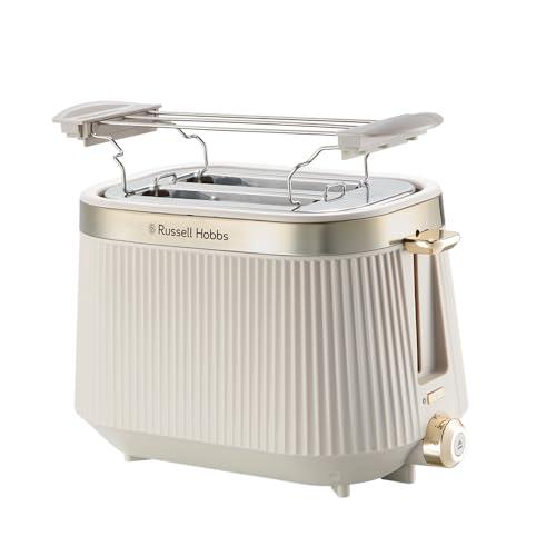Russell Hobbs Tostapane 2 Fette Brontë Stone con 6 Livelli di Doratura, Opaco, Dettagli in Acciaio Inox, Fessure Larghe, Funzione High Lift, Funzioni Scongelamento, Riscaldamento e Annulla, 26761-56