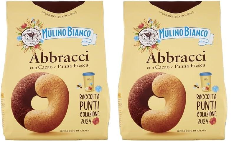 Mulino Bianco Biscotti Frollini Abbracci con Cacao e Panna Fresca, Senza Olio di Palma, Colazione Ricca di Gusto, 700 g (Confezione da 2)