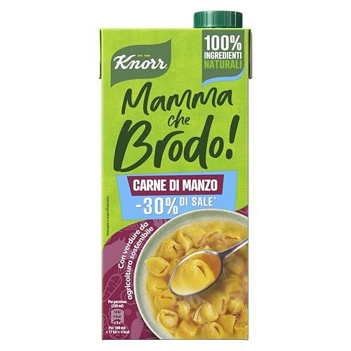 Knorr Mamma Che Brodo! Carne di Manzo - Brodo Pronto con -30% * di Sale, 100% Ingredienti Naturali, Verdure da Agricoltura Sostenibile, Senza Glutine, Lattosio e Coloranti