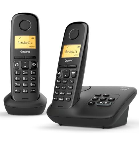 Gigaset A270A Duo, Due Telefoni Cordless con Segreteria Fino a 25 Minuti - Vivavoce - Chiamate tra interni, Trasferimento di Chiamata, Nero (versione Italiana)