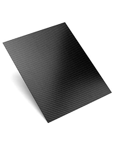 QWORK 3K Pannello in fibra di carbonio, 200 * 250 * 1 mm, Fibra di carbonio, Nero