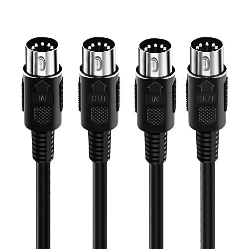 Xahpower Cavo MIDI 2 Metri, 2 Pezzi Cavo Audio DIN 5 Pin per Batteria Elettronica, Sintetizzatore, Campionatore, Tastiera MIDI, Processore Effetti, Sequencer, Amplificatori (2M)