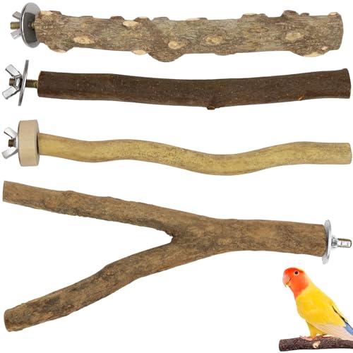 4 Pz Posatoi per Uccelli, Posatoi in Legno, Ramo D'uva Naturale Giocattolo per Pappagalli per Uccelli, Trespolo Posatoio Supporti per Uccelli in Legno Naturale per Piccolo Medi Pappagalli