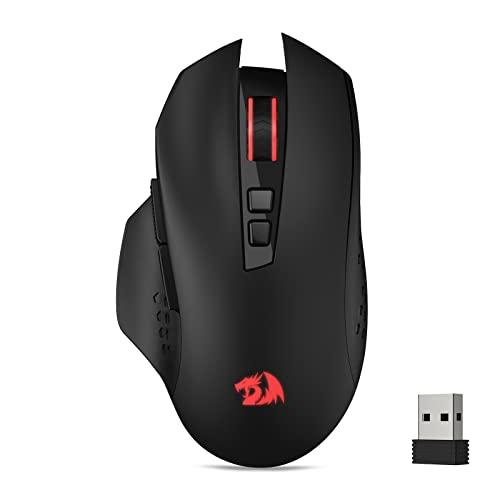 Redragon Mouse ottico wireless 2,4 G con ricevitore USB, mouse portatile per giochi e ufficio, 5 livelli DPI regolabili, 6 pulsanti per desktop, MacBook, notebook, PC, laptop, computer