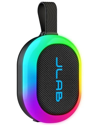 JLab Pop Party Cassa Bluetooth Ultra-Portatile con 8+ ore di riproduzione - Altoparlante Wireless da 5W per Esterni e Viaggi con Luci RGB e Audio Potente, Resistente all'Acqua IP55, Nero