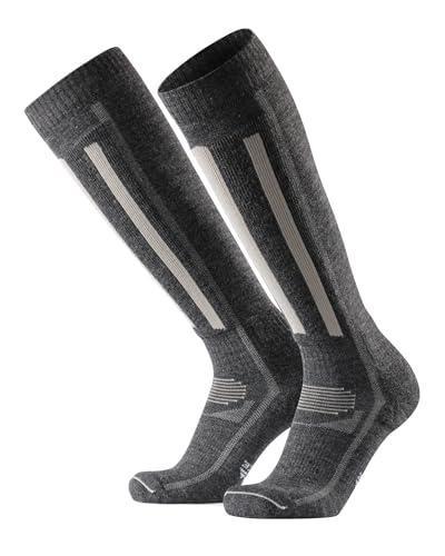 DANISH ENDURANCE Calze da Sci in Lana Merino, Termiche, Tecniche, Traspiranti, Uomo, Donna e Bambino, Grigio Scuro/Grigio Chiaro, 43-47