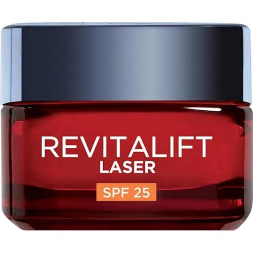 L'Oréal Paris Crema Viso Giorno Revitalift Laser SPF25, Per Tutti i Tipi di Pelle, Azione Antirughe e Anti-Macchie, Pelle più Soda e Tonica, Con Acido Ialuronico, Vitamina C e Pro-Retinolo, 50 ml