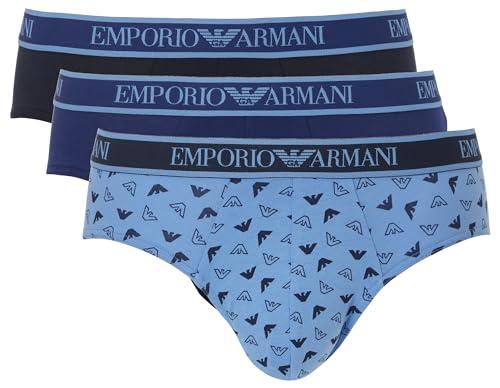 Emporio Armani Core Logoband 3-Pack Brief Briefs, Mar/ST AZZUR/INCHIOS, XL Men's