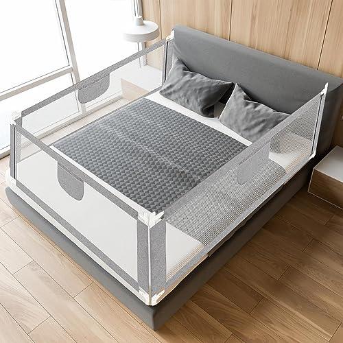 Einfeben - Spnda di protezione per lettino, protezione anticaduta, per bambini, regolabile in altezza, pieghevole, 180 x 80 cm, colore grigio
