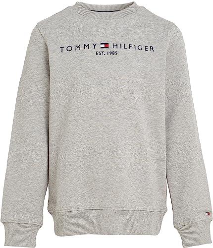 Tommy Hilfiger Bambini Unisex Felpa Essential Sweatshirt Senza Cappuccio, Grigio (Light Grey Heather), 14 Anni