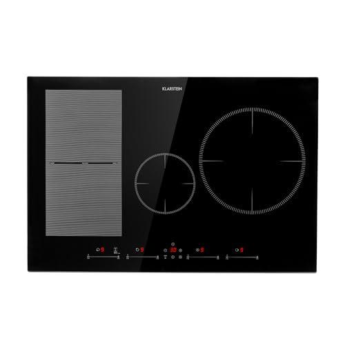 Klarstein Piano cottura a induzione, piano cottura in vetroceramica, piano cottura a induzione con 4 piastre, piano cottura a induzione da incasso con display touch, display digitale e funzione timer,