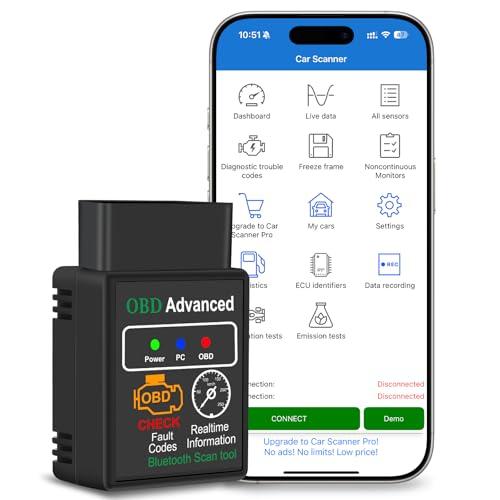 Yeecka OBD2 Auto Diagnostica con 10+ Lingue, Bluetooth Diagnosi Auto Scansione dei Guasti del Veicolo, Scanner OBD2 per Auto con Protocolli Multipli per iOS, Android, Windows.