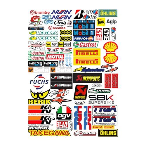 GamesMonkey® - Kit Adesivi 79 Pezzi per Bicicletta, Moto e Scooter, Casco Adesivo Motorsport Stickers Adatto per Skateboard Auto Caschi Moto da Cross