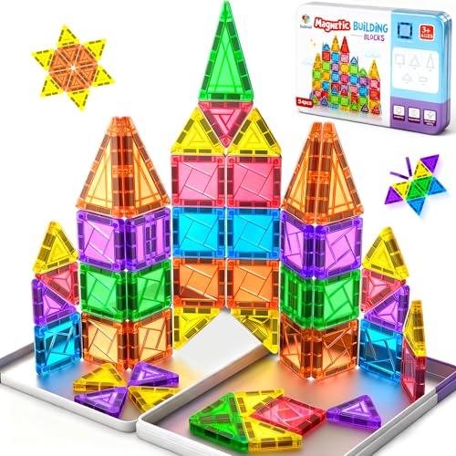 Subtail Costruzioni Magnetiche da Viaggio - 54PCS Mini Giochi Magnetici per Bambini Bambina 3 4 5 6 7 8 Anni Magnetic Tiles Giocattoli Magnetici Viaggio Ragazzi Ragazze 3+ Anni Compleanno Natale