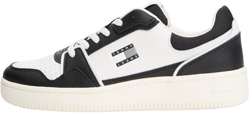 Tommy Jeans Uomo Sneakers con Suola Preformata Retro Basket Profilo Basso, Nero (Black), 44