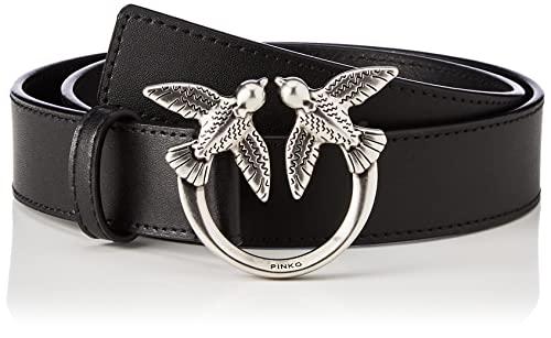 Pinko Love Berry Simply H3 Belt Vite, Cintura Donna, Z99o_nero-old Silver, M