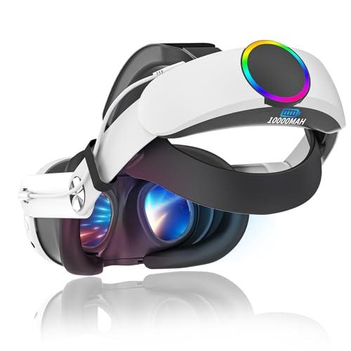 EVARY Cinturino compatibile con Meta/Quest 3, accessori VR con batteria da 10000mAh per un tempo di gioco di 3-5 ore, cinturino regolabile rapidamente ricaricabile.