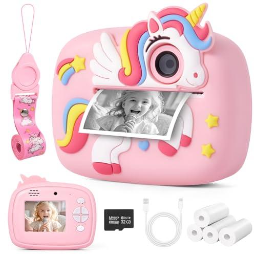 Macchina Fotografica Bambini Istantanea, 48MP 1080P Fotocamera Digitale Bambina con 32 GB e 4 Carta da Stampa, Regalo Gioco per Maschio e Femmina 3 4 5 6 7 8 9 10 11 12 Anni, Giochi Regali Compleanno