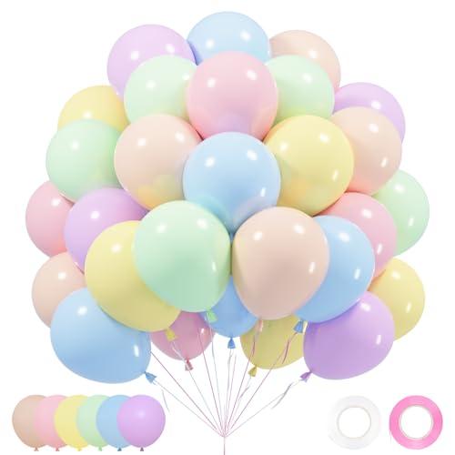 Palloncini Pastello, 62 Pezzi Palloncini Colorati Misti con Palloncino Macaron Blu Verdi Viola Giallo, Palloncino Compleanno Pastello per Compleanno Baby Shower Matrimonio Battesimo Bimba