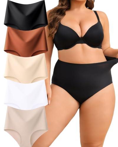 ALL OF SHE Confezione da 5 Mutande da Donna a Vita Alta, Senza Cuciture, Senza Cuciture, a Vita Alta, comode, Senza Show Panties, Taglie XS-3XL,A-3ER,L